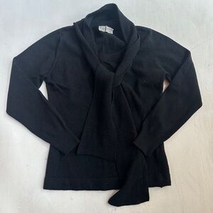 Vintage Lyle and Scott Scotland Super Lambswool Tie Neck Black Sweater